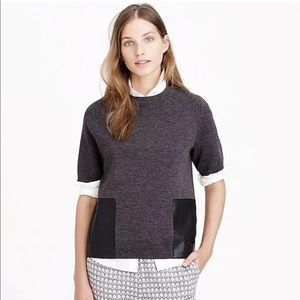J.Crew Wool Knit Sweater Shirt w/ Leather Pockets